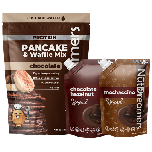 Chocoholic Morning Bundle – Chocolate Pancake Mix + Chocolate Hazelnut & Mochaccino Spreads