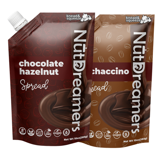 Chocoholic Dream Duo | Chocolate Hazelnut + Mochaccino Spread – No Sugar Added, Palm Oil Free, Gourmet Chocolate Nut Butter Set