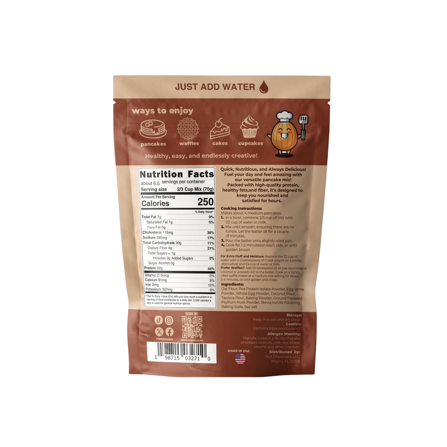 Cinnamon Protein Pancake & Waffle Mix – High Protein, Naturally Flavored | Nut Dreamers