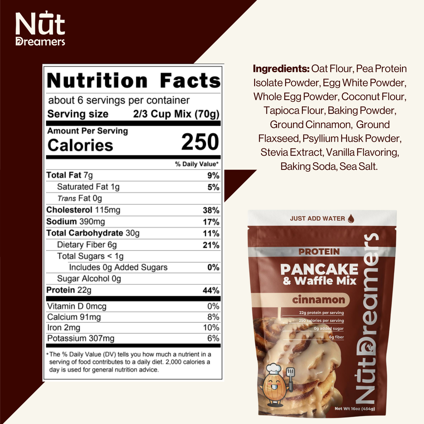 Cinnamon Protein Pancake & Waffle Mix – High Protein, Naturally Flavored | Nut Dreamers