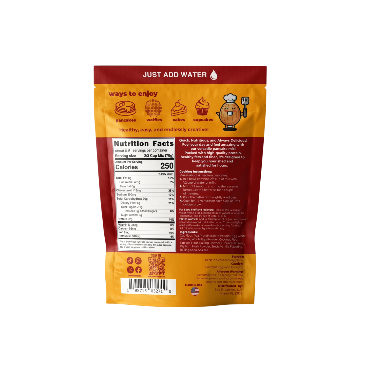 Vanilla Protein Pancake & Waffle Mix – High Protein, Clean Ingredients | Nut Dreamers