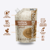 Nut Dreamer cashew caramel spread packaging with health benefits icons on a white background