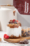 Chocolate Hazelnut Spread drizzled on granola and Yogurt
