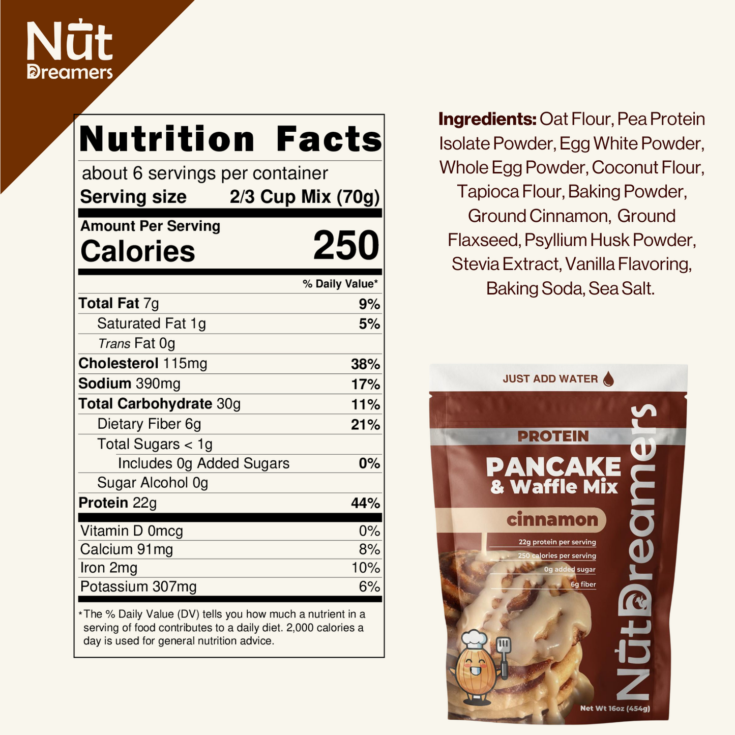 Cinnamon Protein Pancake & Waffle Mix – High Protein, Naturally Flavored | Nut Dreamers