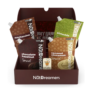 Ultimate Nut Dreamers Variety Pack - Nut Dreamers
Vegan Nut Butter
No Sugar Added Snacks
Gluten-Free Spreads
Healthy Nut Butter Pouches
Vegan Snack Pouches
Keto Nut Butters
Plant-Based Spreads
Dairy-Free Nut Butter
Palm Oil-Free Nut Butters
Natural Nut Butter
Clean Label Snacks
Low Carb Nut Butters