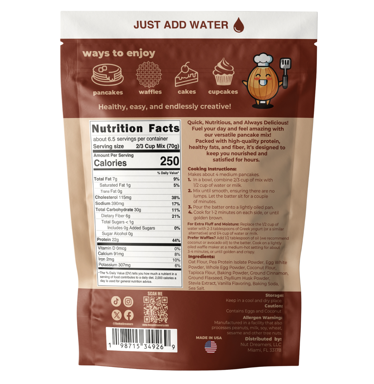 Cinnamon Protein Pancake & Waffle Mix – High Protein, Naturally Flavored | Nut Dreamers
