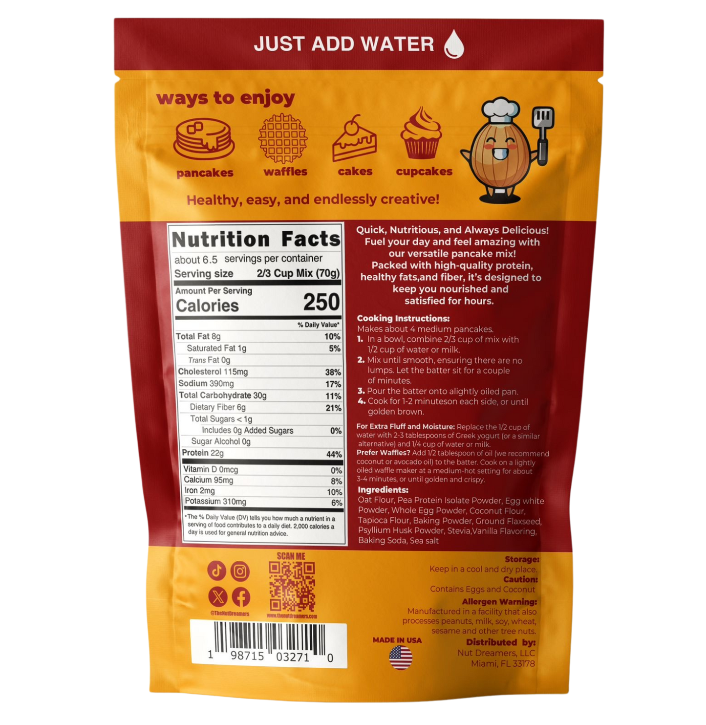 Vanilla Protein Pancake & Waffle Mix – High Protein, Clean Ingredients | Nut Dreamers