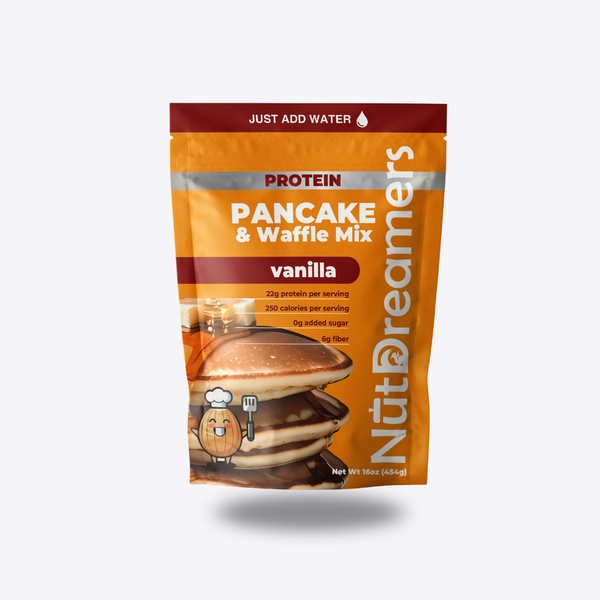 Nut Dreamers Protein Pancake & Waffle Mix package on a white background
